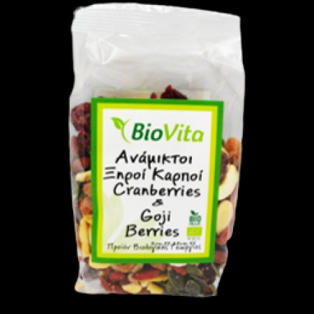Ανάμεικτοι ξηροί καρποί cranberries & goji 150 γρ. ΒΙΟ BIOVITA Ανάμεικτοι ξηροί καρποί cranberries & goji 150 γρ. ΒΙΟ BIOVITA