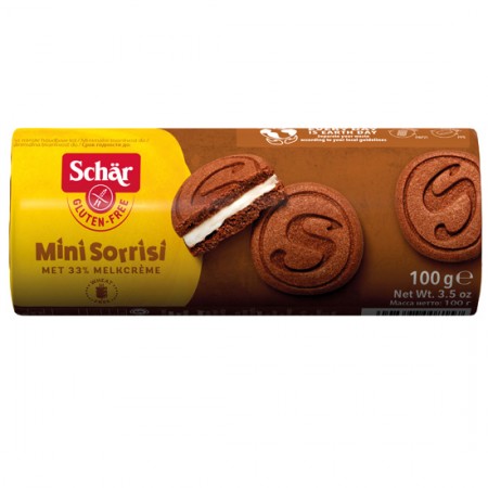 Μπισκότα 'Mini Sorrisi' με κρέμα χωρίς γλουτένη Schar (100γρ) Μπισκότα 'Mini Sorrisi' με κρέμα χωρίς γλουτένη Schar (100γρ)