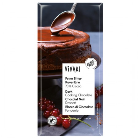 Κουβερτούρα Μαύρη Βιολογική  με 70% κακάο VIVANI 200gr