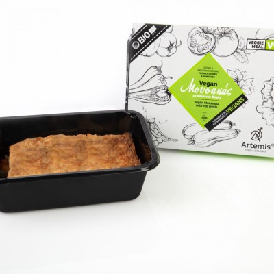 Vegan μουσακάς με σάλτσα από κόκκινες φακές Aretemis 400gr Vegan μουσακάς με σάλτσα από κόκκινες φακές Aretemis 400gr