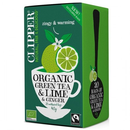 Πράσινο τσάι βιολογικό με lime & ginger Clipper 20 φακελάκια Fair Trade (δίκαιου εμπορίου) 40γρ Πράσινο τσάι βιολογικό με lime & ginger Clipper 20 φακελάκια Fair Trade (δίκαιου εμπορίου) 40γρ
